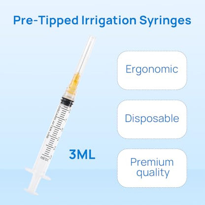 JMU 100 Pcs Dental Irrigation Syringes 3cc with 25G - size: 3ML 25G