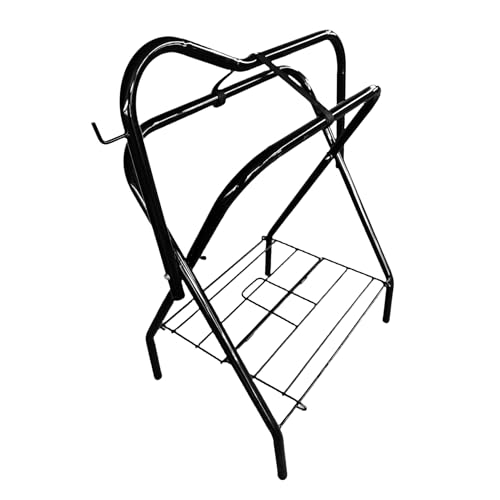 Heavy Duty Steel Saddle Rack Portable Folding Freestanding Full Size Horse Saddles Stand Suitable for English and Western Horses Saddles 28" L x 19" W x 37.5" H Black - style: 1 PCS