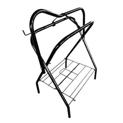 Heavy Duty Steel Saddle Rack Portable Folding Freestanding Full Size Horse Saddles Stand Suitable for English and Western Horses Saddles 28" L x 19" W x 37.5" H Black - style: 1 PCS