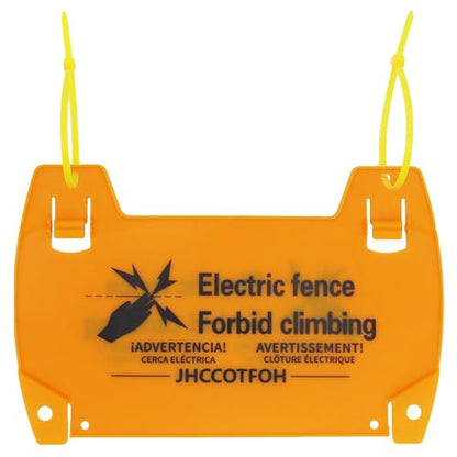 High Voltage Warning Sign, 5-Pack - Double-Sided Electric Fence Signs with Zip Ties, 8.8x5.7" Yellow Plastic Danger Signs for Farm, Ranch, Agricultural & Residential Property Safety