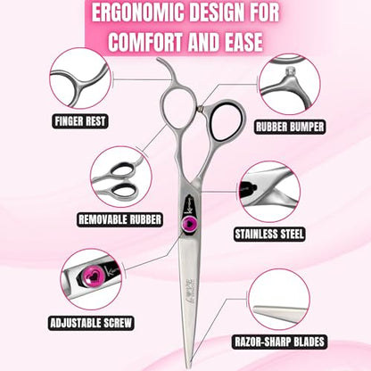 Kenchii Love Dog Grooming Shears, 7in Straight - size: 7.0" Straight
