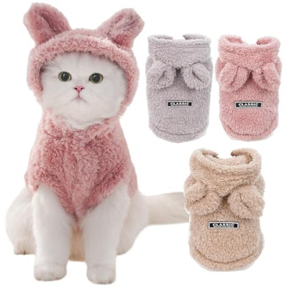 Selena Cat Bunny Ears Costume Cute Dog Kitten Hoodies Sweater Rabbit Ears Puppy Pet Apparel (Large,Pink) - color: Pink, size: Large