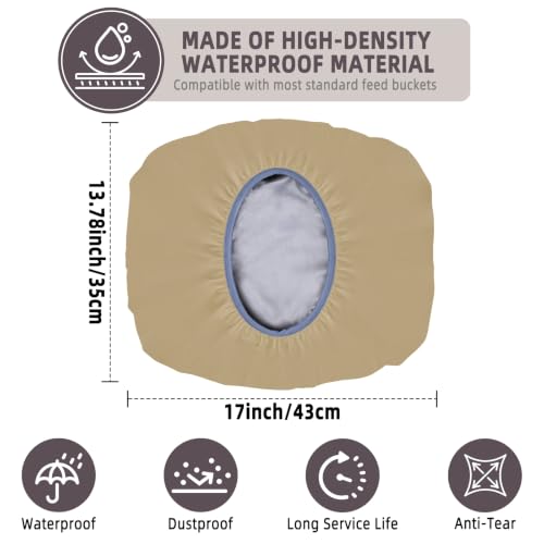 2-5 Gallon Horse Bucket Cover, Waterproof Horse Feed Bucket Cover, Lightweight and Easy to Use (Excluding Bucket, Khaki) - color: Khaki