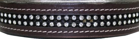 Matching Leather Lead for Rhinestone Halter, Double Layered Leather, 1" Wide with 29" Chain - color: Havana