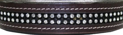 Matching Leather Lead for Rhinestone Halter, Double Layered Leather, 1" Wide with 29" Chain - color: Havana