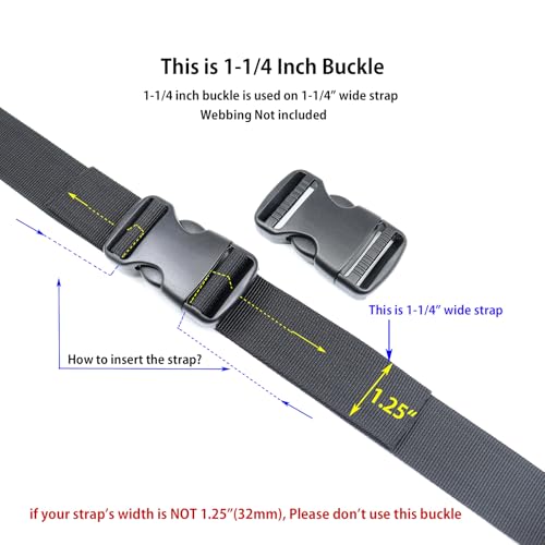 Quick Side Release Buckle, Heavy Duty Plastic Snap Buckle Clip Clasp Fasteners for Backpack Strap - style: 1-1/4 Inch - 2 Pieces