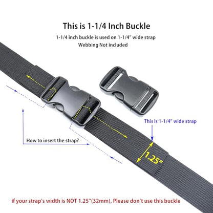 Quick Side Release Buckle, Heavy Duty Plastic Snap Buckle Clip Clasp Fasteners for Backpack Strap - style: 1-1/4 Inch - 2 Pieces