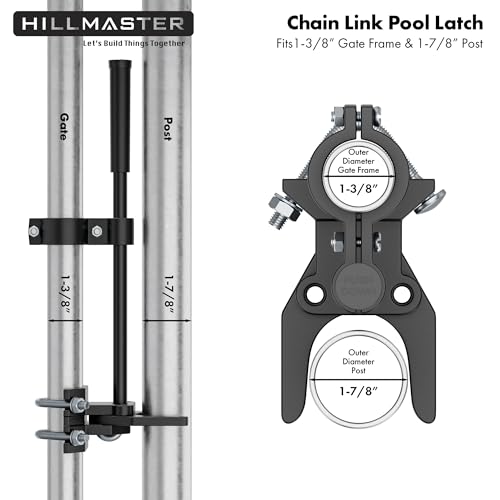 Auto Pool Gate Latch,Chain Link Child Safety Pool Latch for Chain Link 1-3/8" Gate Frames and 1-7/8" Gate Posts,Push Style Pool Latch for Outdoor Fence Self-Latching Pool Latch with Spring Closer - size: 1-3/8"x1-7/8"
