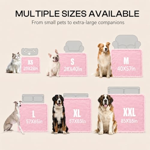 Waterproof Dog Blanket Reversible Fluffy Pet Bed Cover Pink Puppy Blankets Leakproof Sofa Couch Washable Cover Cat Pet Blanket for Warm-M - color: Pink, size: M-100*145cm(40*57in)