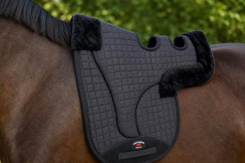 Horse Contoured Fleece Lined Quilted English Saddle Pad Black 72153 - color: Black