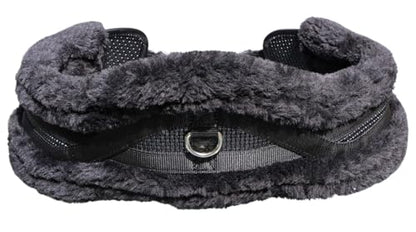 T TEKE Anatomic Luxury Plush Fleece Horse Girth - Contoured Pressure Relief English Girth with Dual-Side Heavy-Duty Elastic, Ultra-Soft Fleece Lining, Stainless Steel Solid-Roller Buckles & D-Ring - color: Black, size: 54"