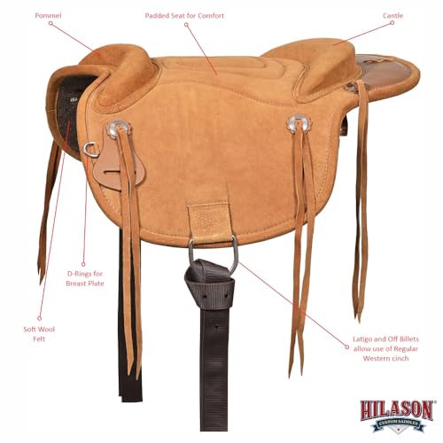 HILASON Western Baretek Bareback Pad Horsemanship Treeless Leather Black | Saddle Riding for Horses