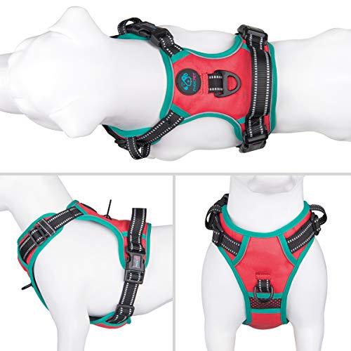 PHOEPET Upgraded No Pull Dog Harness, Reflective Adjustable Vest - color: Red, size: Extra Small