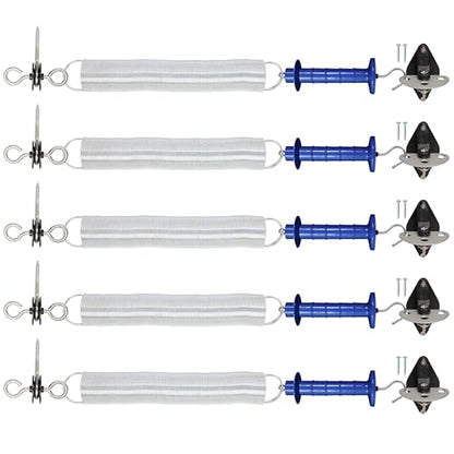 5 Pack Electric Fence Gate Kit, with Spring Gate Handle, 2 Anchor Insulators and 23 Feet Tension Big Spring，for Electric Fence Gate Livestock Fence Agricultural Fencing and Pasture - style: PK5 Spring Gate Kit