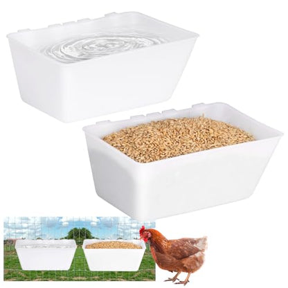 2 Pack Chicken Feeder Waterer 2.5 Quart Hanging Poultry Feeders Trough - color: White