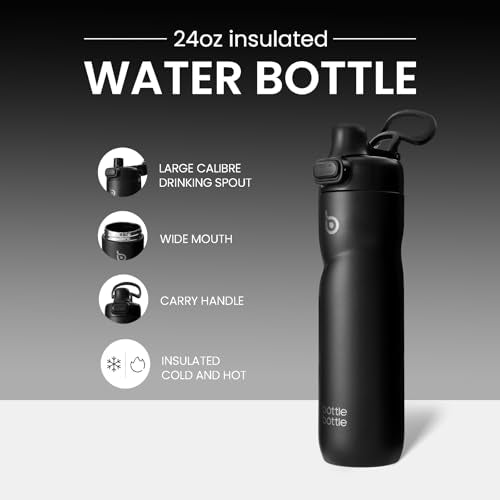 BOTTLE BOTTLE Insulated Water Bottle with Handle 24 oz black - color: black