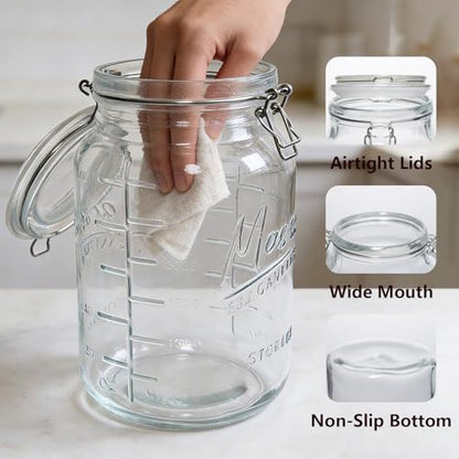 eleganttime 1 Gallon Mason Jars Wide Mouth 2 Pack,128 oz Large Glass Jar with Airtight Lid,Big Pickle Jar for Food Storage,Canning,Pickling, Fermentation and Preservation - color: 2pcs-1 Gallon