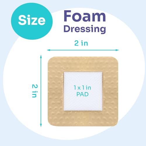 Silicone Foam Dressings 2'' X 2'', Large Bandages for Wound Care, 10 Pack - size: 2'' x 2'' (10 Dressings)