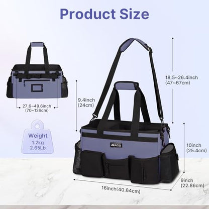 JKAOO Large Wearable Cleaning Caddy Bag with Handles, Denim Blue | Adjustable Shoulder & Waist Straps, Removable, Waterproof Tote for Cleaning Supplies, Home, Car, Office - color: Denim Blue