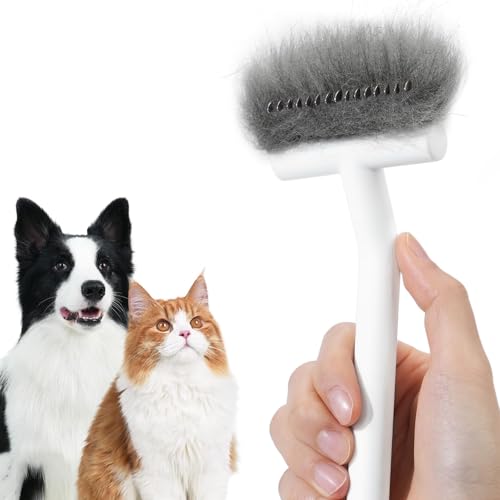 aumuca Dog & Cat Deshedding Brush – Pet Grooming Brush & Undercoat Rake for Long or Short Hair – Dematting Comb for Dogs, Cats, Matted Fur, Kitten, Puppy, Rabbit, Horse - color: White
