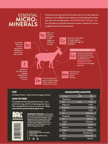 REDMOND Goat Mineral Supplement Mix, Unrefined Salt (5 LB) - size: 5 LB
