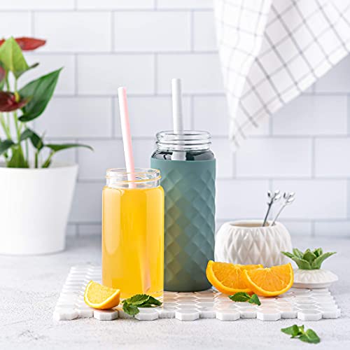 Juice Bottles - 4 Pack Wide Mouth Glass Bottles & Stainless Steel Lids,10oz - size: 10 oz