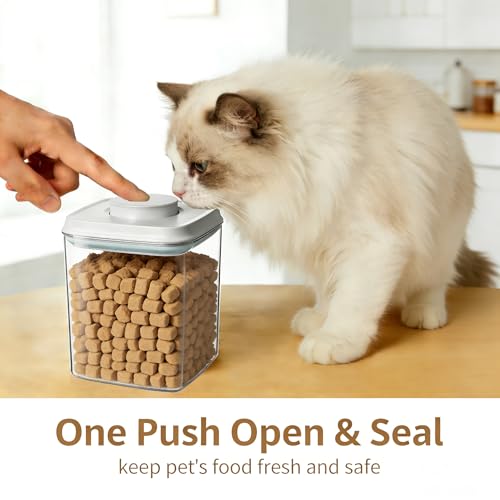 Ankou 2 Pack Airtight Dog Food Storage Containers, 2.8 QT Each, One-Touch Pop Lids, BPA-Free | Clear Stackable Canisters for Pet Food & Cat Treats - color: 2.8 Qt x 2