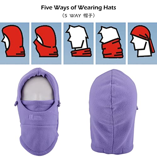 TRIWONDER Kids Winter Hats Balaclava Ski Mask for Boys Girls Toddlers Windproof Adjustable Cold Weather Face Mask Neck Warmer - color: Light Purple