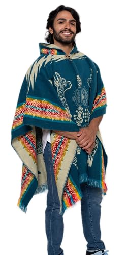 Alpaca Land, Handmade Ecuadorean Alpaca Wool Ponchos - color: Light Blue Alpaca