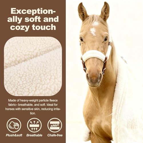 4 PCS Soft Lamb Fleece Horse Halter Cover, Prevents Horse Halter Rubbing