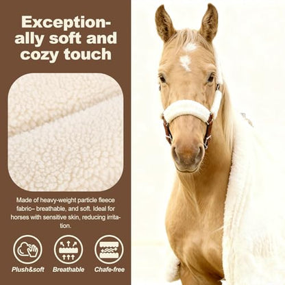 4 PCS Soft Lamb Fleece Horse Halter Cover, Prevents Horse Halter Rubbing