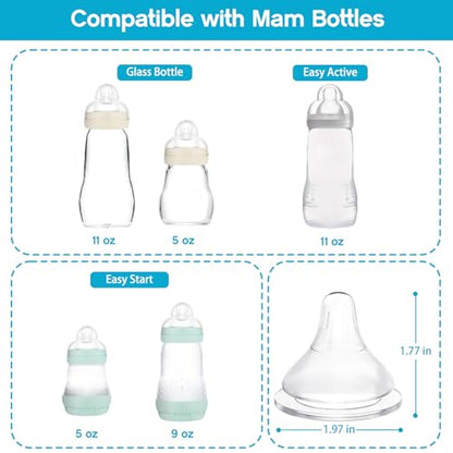 Silicone Bottle Nipples Compatible with MAM Bottles, Replacement Soft Nipple for Baby 3+ Months, Anti-Colic, BPA-Free, Medium Flow, Size M, 6-Pack - color: 3m+, Medium Flow, M