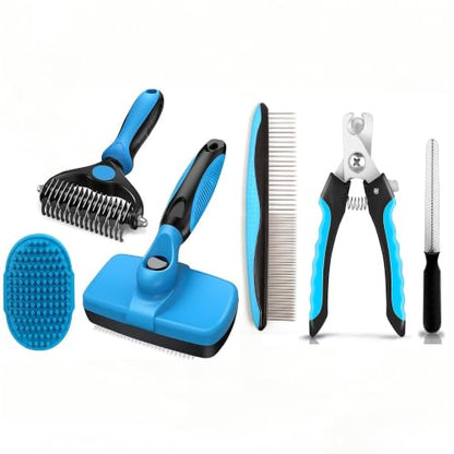 Dog Brush for Shedding,Deshedding Slicker Undercoat Rake Brush for Dog,6PCS - color: Blue-6