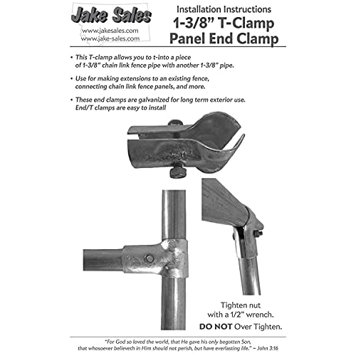 1-3/8" Chain Link Fence Panel T Clamp & End Clamp for Kennel and Fence Panels (4 Pack) - color: Galvanized, size: 1-3/8"