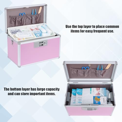 xydstay Large Medicine Lock Box, 14" x 7.9" x 8.7", Pink - size: 14x7.9x8.7 Inch (Pack of 1)