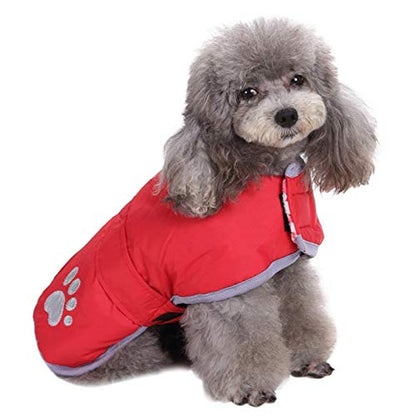 Queenmore Cold Weather Dog Coats Loft Reversible Winter Fleece Dog Vest Waterproof Pet Jacket Available in Extra Small, Small, Medium, Large Extra Large Sizes - color: Red, size: X-Small
