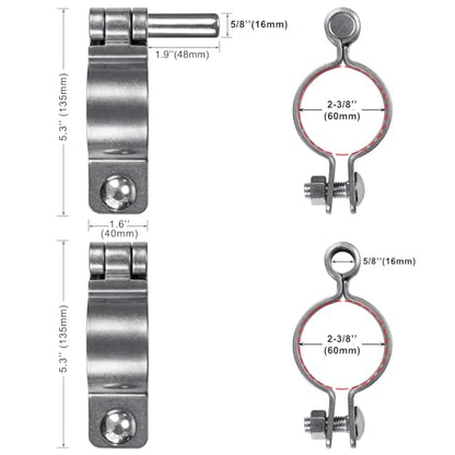Insaga 2-3/8'' Chain Link Fence Gate Post Hinge Kit, Thick SUS304 Chain Link Fence Parts Includes Female Gate Hinge (2pcs) and Male Gate Hinges (2pcs), Heavy Duty Gate Hinges up to 500LB (2 Pairs) - color: Heavyweight, size: 2-3/8''-2Pack