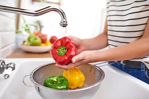 Stainless Steel Colander Mesh Metal Strainer Pasta Rice 5-Quart Strainer Dishwasher Safe