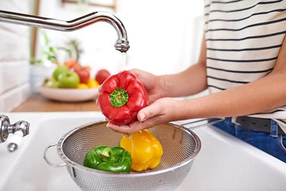 Stainless Steel Colander Mesh Metal Strainer Pasta Rice 5-Quart Strainer Dishwasher Safe