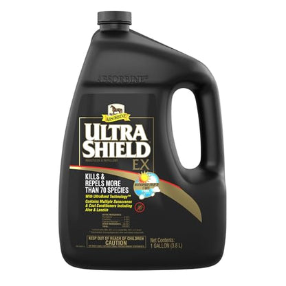 Absorbine UltraShield EX Insecticide & Repellent, 128 fl oz Gallon | Use on Horses, Dogs & Premise, Kills & Repels 70+ Species Including Flies, Mosquitoes, Ticks, Fleas, Lice, Up to 17 Days - size: 128oz Refill
