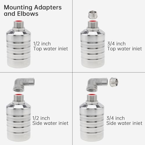 Float Valve, 1/2inch to 3/4inch Auto Fill Shut Off Water Float Valves | 304 Stainless Steel Fully Automatic Water Level Control for Water Tank, Pool, Tower, Livestock Troughs - style: Style 1
