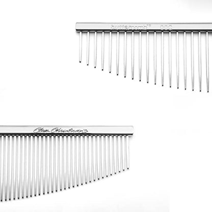 Chris Christensen 00C 6.5 in Crescent Coarse/Fine Finishing Butter Comb, Groom Like a Professional, Rounded Corners Prevent Friction and Breakage, Solid Brass Spin with Steel Teeth, Chrome Finish - size: 00C - 6.5 Inch Medium/Extra Fine