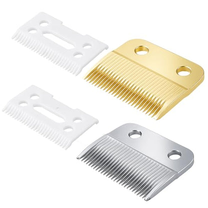 Clippers Blades Replacement Compatible with Wahl 30-15-10(#1037-400),Professional Animal Standard Adjustable Blade Set,Ceramic Dog Blade Set,2 Set(Gold/Silver) - color: Gold +Silver