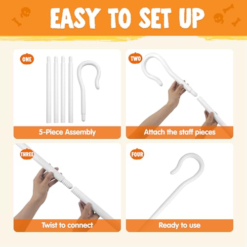 Spooktacular Creations White Shepherd Staff, Bo Peep Cane Shepherds Hook Prop Shepherdess Costume Accessories for Men Women Halloween Party