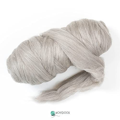 Natural 1lb Wool Bulk roving,. Best Wool for Spinning, arm Knitting, Needle Felting, Chunky Blankets Spinning Thick Yarn Tapestry. Natural, un-Dyed. (Sand Gray, 1 lb) - color: Sand, size: 1 lb