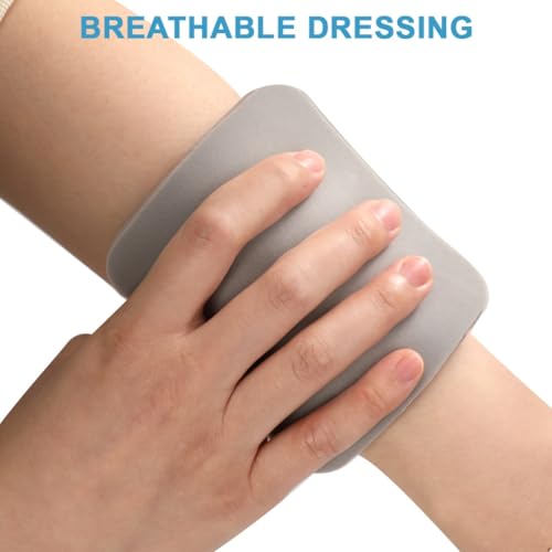 Silver Silicone Foam Dressing Without Border 4 Pack Non Stick Gentle Pads Ag Sterile Highly Absorbent Wound Dressing 4"×4" for Burns Ulcers Abrasions Pressure Sore