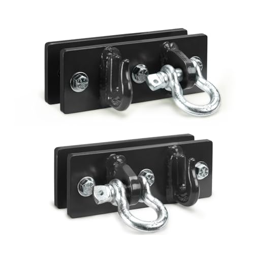 Tractor Bucket Hooks, Bolt On Clevis Mount with 1/2” Shackle, 5/16”Grab Hooks G70 Steel, Shackles Mount with Backer Plate, Heavy Duty Tow Hook for Car Truck SUV RV UTV Tractors Bucket (Black) - color: Black
