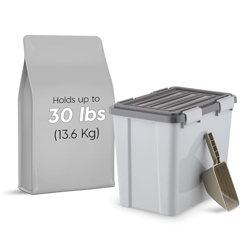 IRIS USA Dog Food Storage Container, Up to 30 lbs, Gray/Dark Gray - color: Gray/Dark Gray