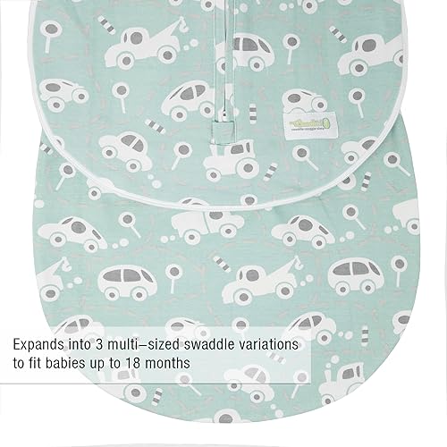 Woombie Grow with Me Baby Swaddle , Convertible Swaddle Fits 0-9 Months, Expands to Wearable Blanket for up to 18 Months, Buzzy Cars - color: Buzzy Cars, style: Grow With Me