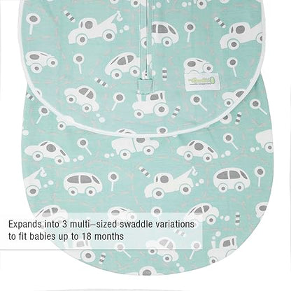 Woombie Grow with Me Baby Swaddle , Convertible Swaddle Fits 0-9 Months, Expands to Wearable Blanket for up to 18 Months, Buzzy Cars - color: Buzzy Cars, style: Grow With Me